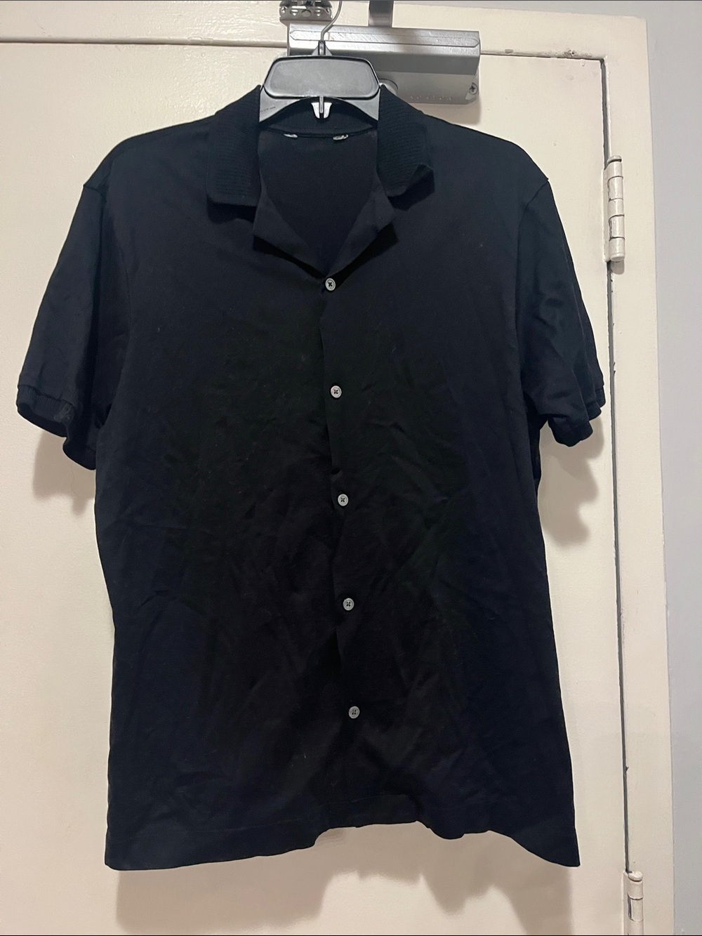 Reiss Black Retro  Short-Sleeve Button-Down Shirt (no tags)